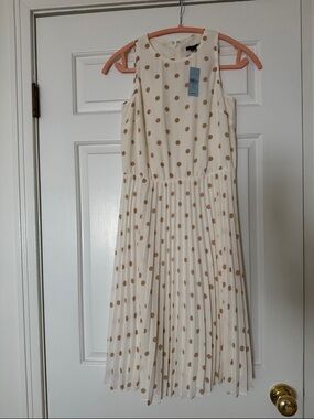 Ann Taylor Cream Dress with Tan Polka Dots